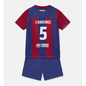 Lacne Dětský Futbalové dres Barcelona Inigo Martinez #5 2023-24 Krátky Rukáv - Domáci (+ trenírky)